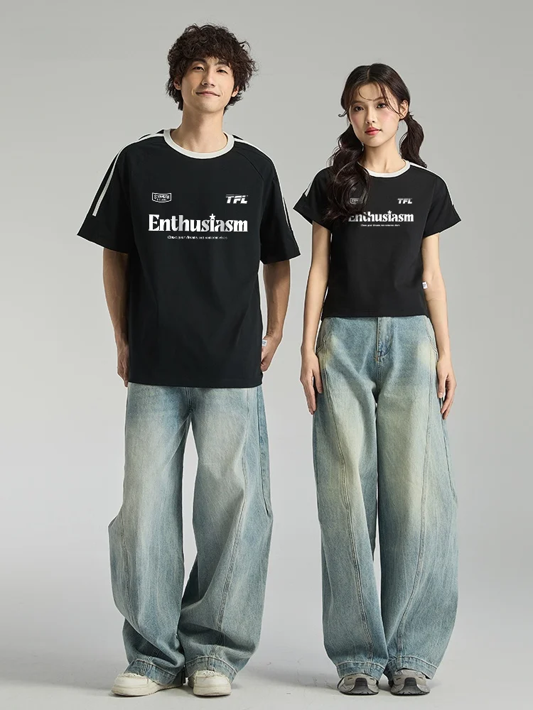 Couple Matching Short Sleeve T-Shirts Women's Casual Versatile Half Sleeve Base Shirt Summer Print Commute Style Loose Fit
Couple Matching Short Sleeve T-Shirts Women's Casual Versatile Half Sleeve Base Shirt Summer Print Commute Style Loose Fit