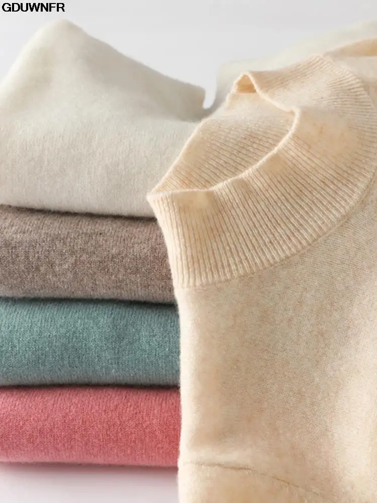 Solid Mock Neck 100%Wool Cashmere Sweater Female Autumn Winter Loose Sweater Plus-Size Knitted Wool Bottoming Shirt Casual
Solid Mock Neck 100%Wool Cashmere Sweater Female Autumn Winter Loose Sweater Plus-Size Knitted Wool Bottoming Shirt Casual