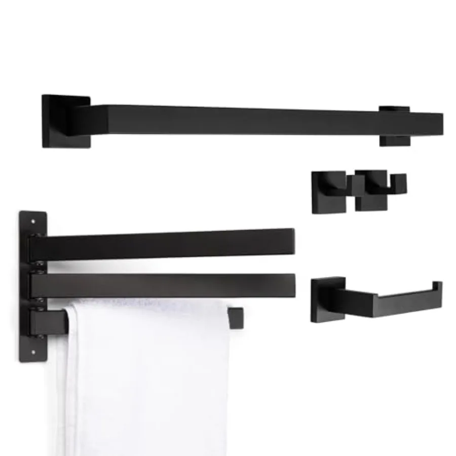 5-Piece Bathroom Hardware Accessory Set with Swivel Towel Rack Modern 23-Inch Towel Bar Set Wall Mounted Heavy Duty Stainless S
5-Piece Bathroom Hardware Accessory Set with Swivel Towel Rack Modern 23-Inch Towel Bar Set Wall Mounted Heavy Duty Stainless S