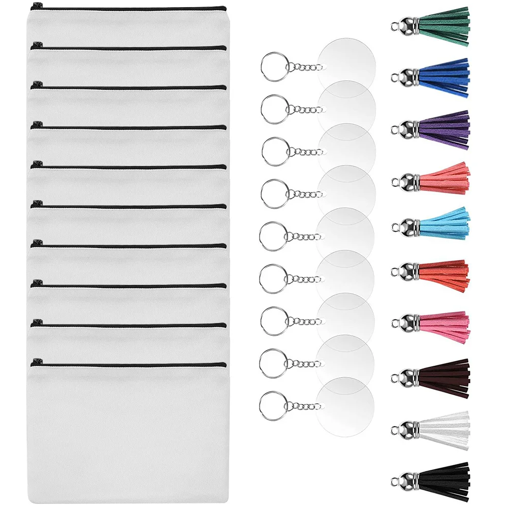 Blank Makeup Bag Set DIY Crafts Zipper Travel Sublimation Bags Blanks Canvas Storage Organizer Tassel Kit Heat Transfer
Blank Makeup Bag Set DIY Crafts Zipper Travel Sublimation Bags Blanks Canvas Storage Organizer Tassel Kit Heat Transfer