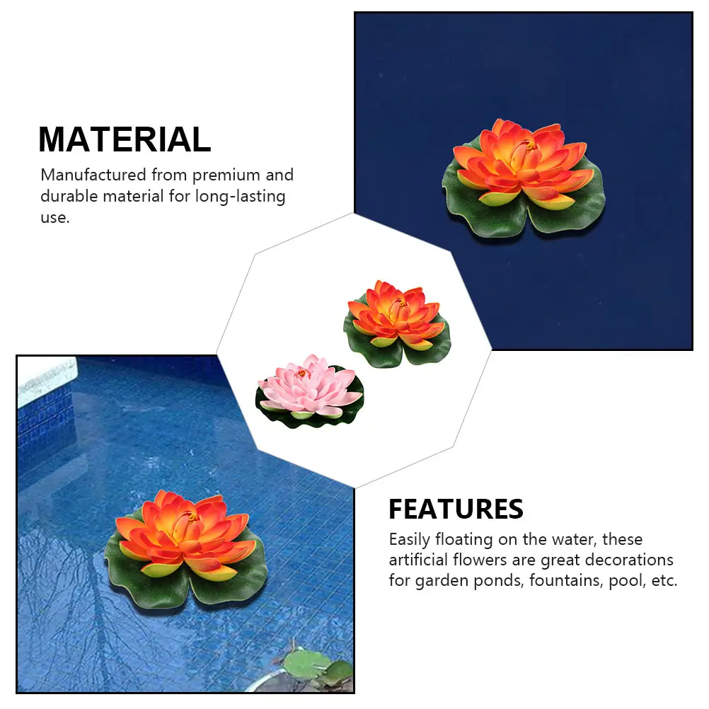 2Pcs 17cm Orange Pink Artificial Lotus Flowers Simulation Decor for Pond Pool Garden Fountain Lifelike Water Lily Decorations
2Pcs 17cm Orange Pink Artificial Lotus Flowers Simulation Decor for Pond Pool Garden Fountain Lifelike Water Lily Decorations