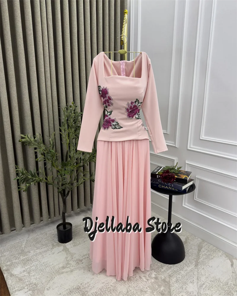 Elegant Pink Long Sleeve Prom Dress Women 2025 Lace Applique Pleat Chiffon Formal Birthday Party Gown فساتين السهرة Customized
Elegant Pink Long Sleeve Prom Dress Women 2025 Lace Applique Pleat Chiffon Formal Birthday Party Gown فساتين السهرة Customized