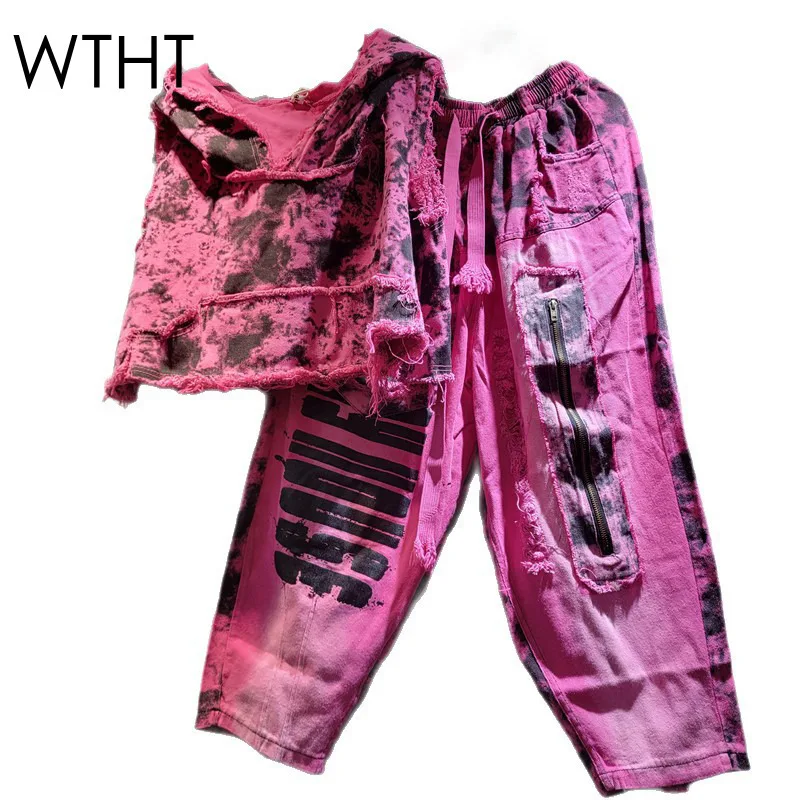 WTHT новые модные женские лоскутные джинсовые топы с капюшоном и нерегулярным принтом, свободные джинсы-шаровары с эластичной резинкой на талии, осень 2021, 1LS2417
WTHT новые модные женские лоскутные джинсовые топы с капюшоном и нерегулярным принтом, свободные джинсы-шаровары с эластичной резинкой на талии, осень 2021, 1LS2417