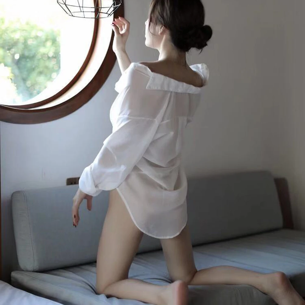 Women Sleepwear Sexy Lingerie Boyfriend Shirt Temptation Transparent Pajamas Hollow Nightdress Pajamas Sleep Tops Sleep Shirt
Women Sleepwear Sexy Lingerie Boyfriend Shirt Temptation Transparent Pajamas Hollow Nightdress Pajamas Sleep Tops Sleep Shirt