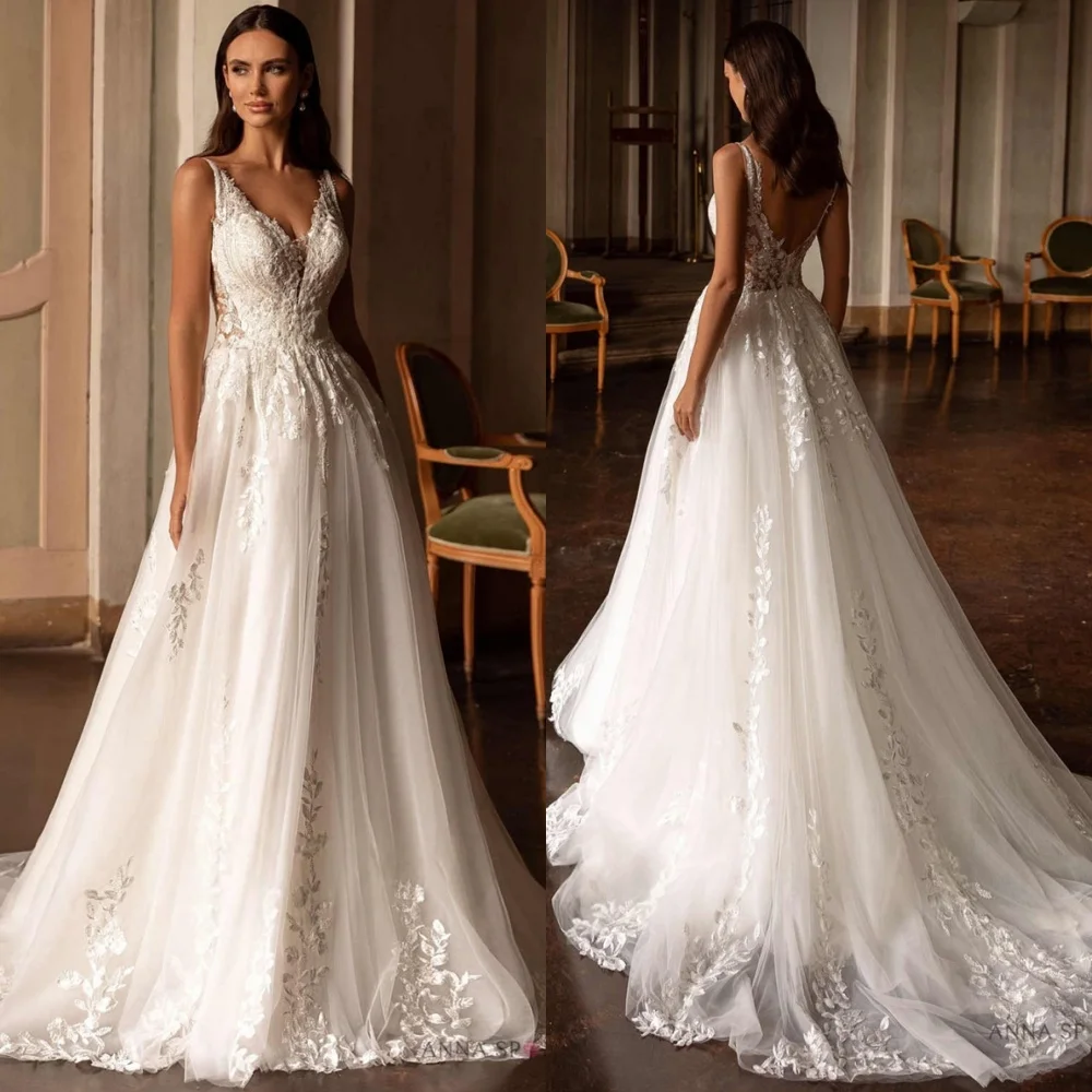 Customized Exquisite Luxury Temperament Charming Romantic Wedding Dress White Tulle Applique Wedding Party Long Dresses 
Customized Exquisite Luxury Temperament Charming Romantic Wedding Dress White Tulle Applique Wedding Party Long Dresses