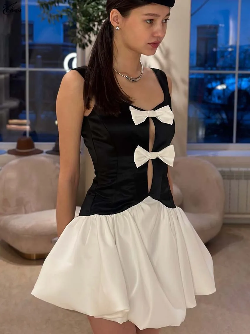 Oymimi Elegant Black Satin Women's Dress Fashion Patchwork Satin Bow Sleeveless Dresses Casual High Waist Pleated Mini Dresses
Oymimi Elegant Black Satin Women's Dress Fashion Patchwork Satin Bow Sleeveless Dresses Casual High Waist Pleated Mini Dresses