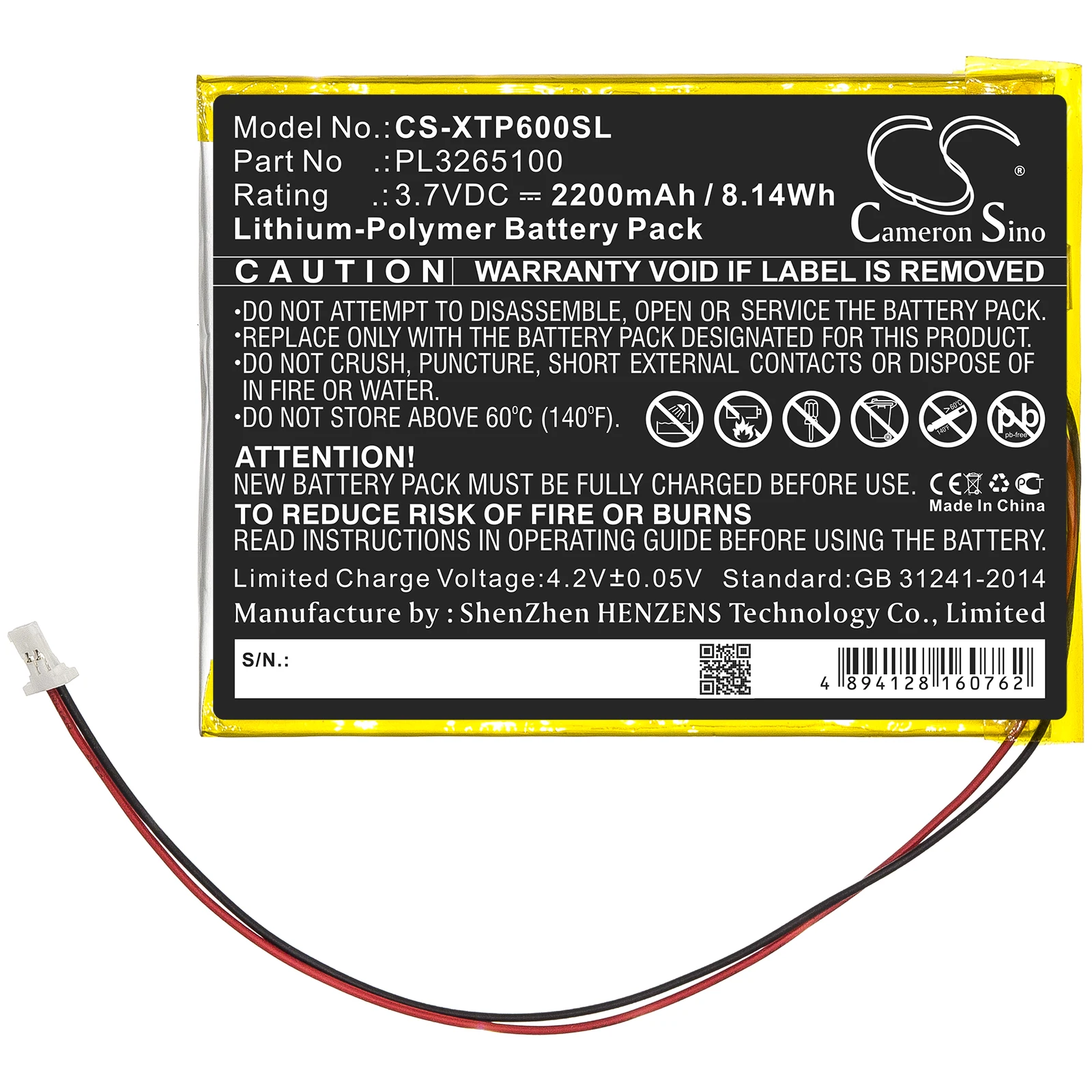 Diagnostic Scanner Battery For XTOOL:EZ300,EZ400,PS65,PS70,PS60,X500,PL3265100,--2200mAh / 8.14Wh--Li-Polymer--3.70V
Diagnostic Scanner Battery For XTOOL:EZ300,EZ400,PS65,PS70,PS60,X500,PL3265100,--2200mAh / 8.14Wh--Li-Polymer--3.70V