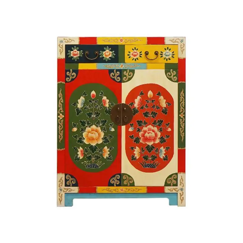 Solid wood Xizang painted home, retro porch cabinet, hand-painted locker in living room
Solid wood Xizang painted home, retro porch cabinet, hand-painted locker in living room