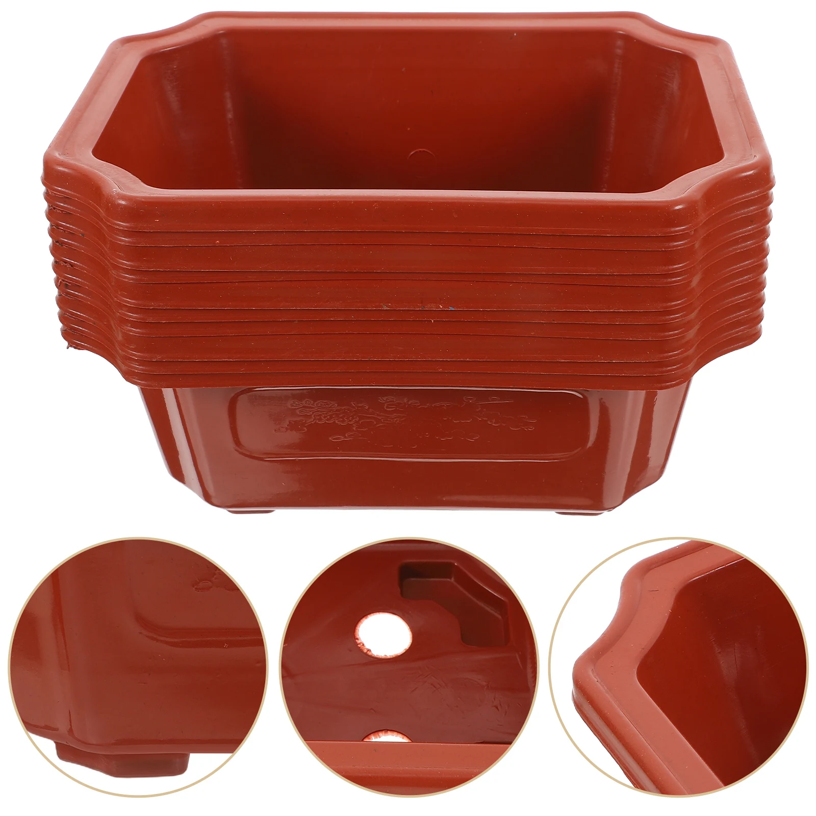 10 Pcs Bonsai Pot Plastic Flowerpot for Indoor Plants Office Tree Rectangular Lightweight Practical Container Gardening
10 Pcs Bonsai Pot Plastic Flowerpot for Indoor Plants Office Tree Rectangular Lightweight Practical Container Gardening