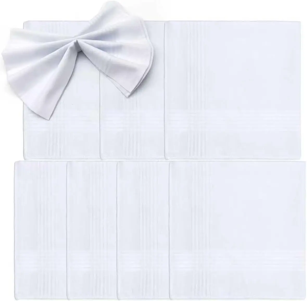 8 Pack Soft Cotton Handkerchiefs for Men, 16x16 Inch White Pocket Squares
8 Pack Soft Cotton Handkerchiefs for Men, 16x16 Inch White Pocket Squares