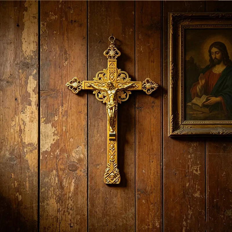 Handcrafted Gold Plated Ornate Filigree Wall Hanging Crucifix Cross with Jesus Corpus for Catholic Christian Decor Gift
Handcrafted Gold Plated Ornate Filigree Wall Hanging Crucifix Cross with Jesus Corpus for Catholic Christian Decor Gift