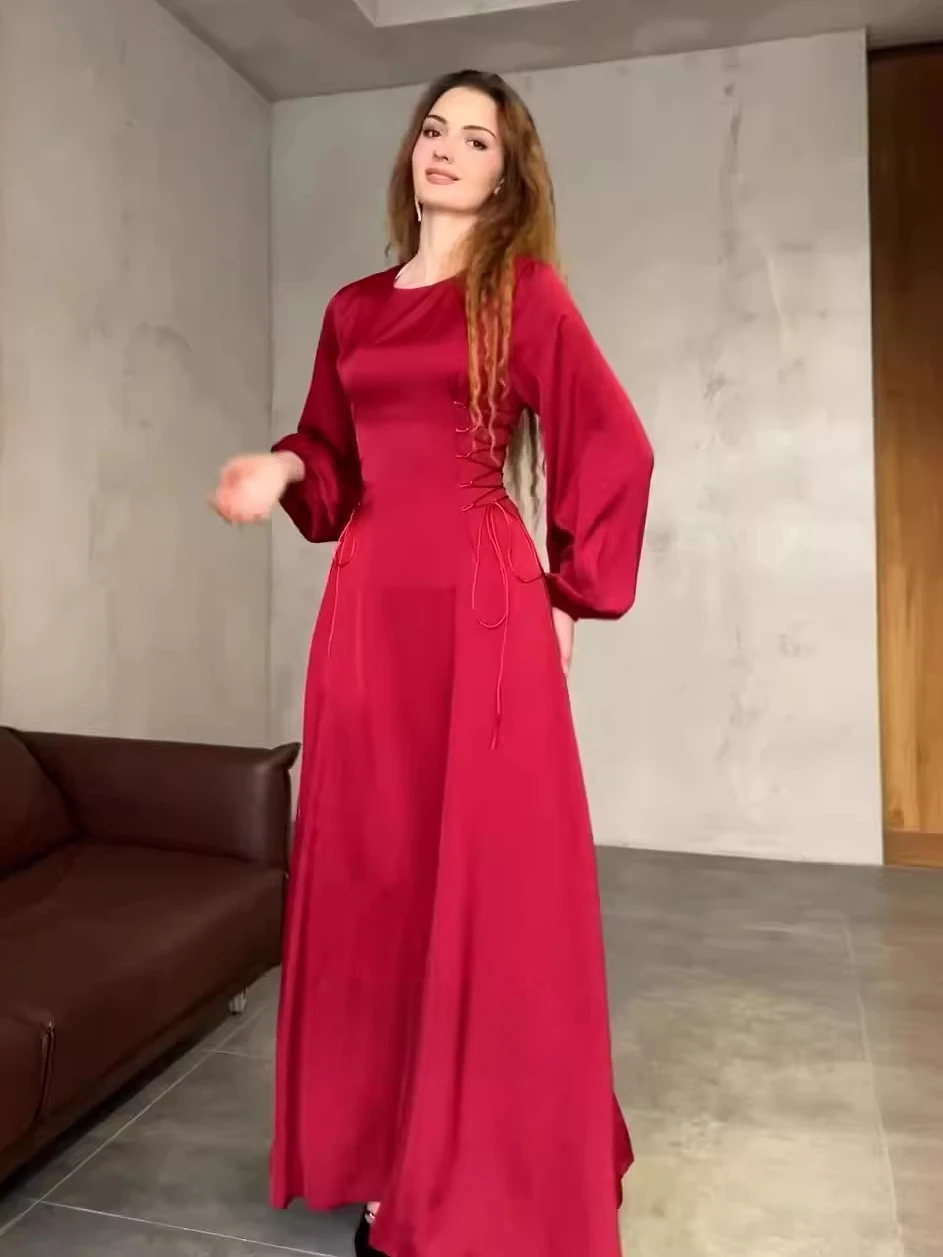Eid Women Dress Abaya Muslim Floor Puff Sleeve Pullover Bandage Party Dress Vestidos Largos Slight Strech Spliced 2025 Musulman
Eid Women Dress Abaya Muslim Floor Puff Sleeve Pullover Bandage Party Dress Vestidos Largos Slight Strech Spliced 2025 Musulman