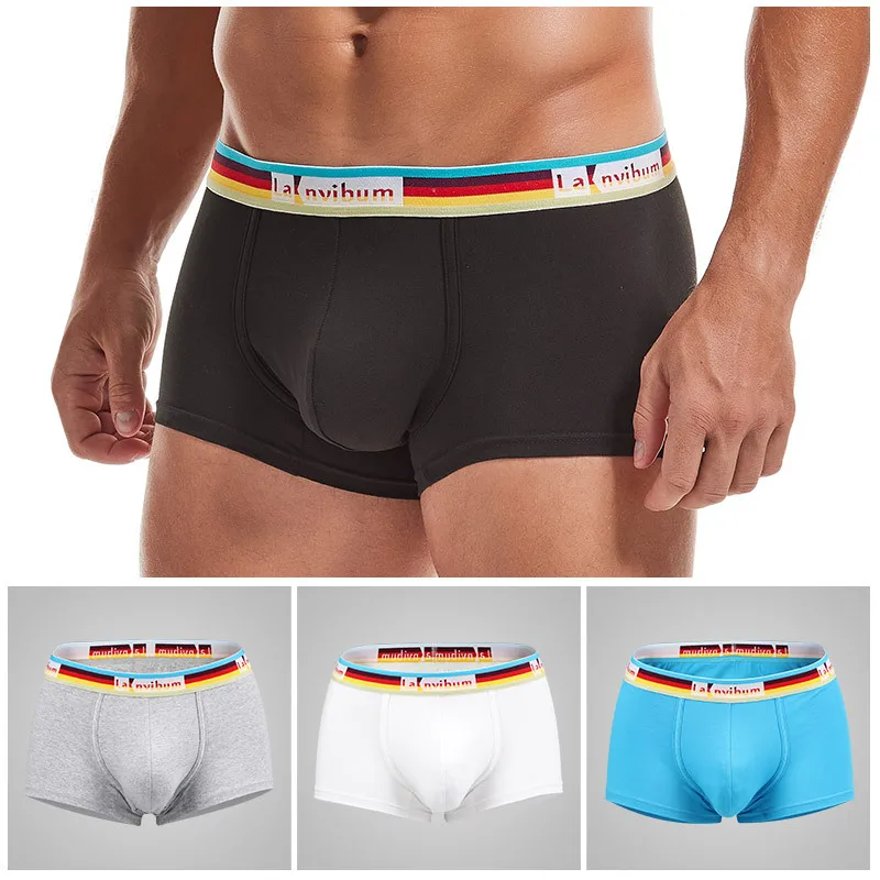 Men's panties cotton mid-waist rainbow belt boxers sexy solid color U convex crotch stretch underpants
Men's panties cotton mid-waist rainbow belt boxers sexy solid color U convex crotch stretch underpants