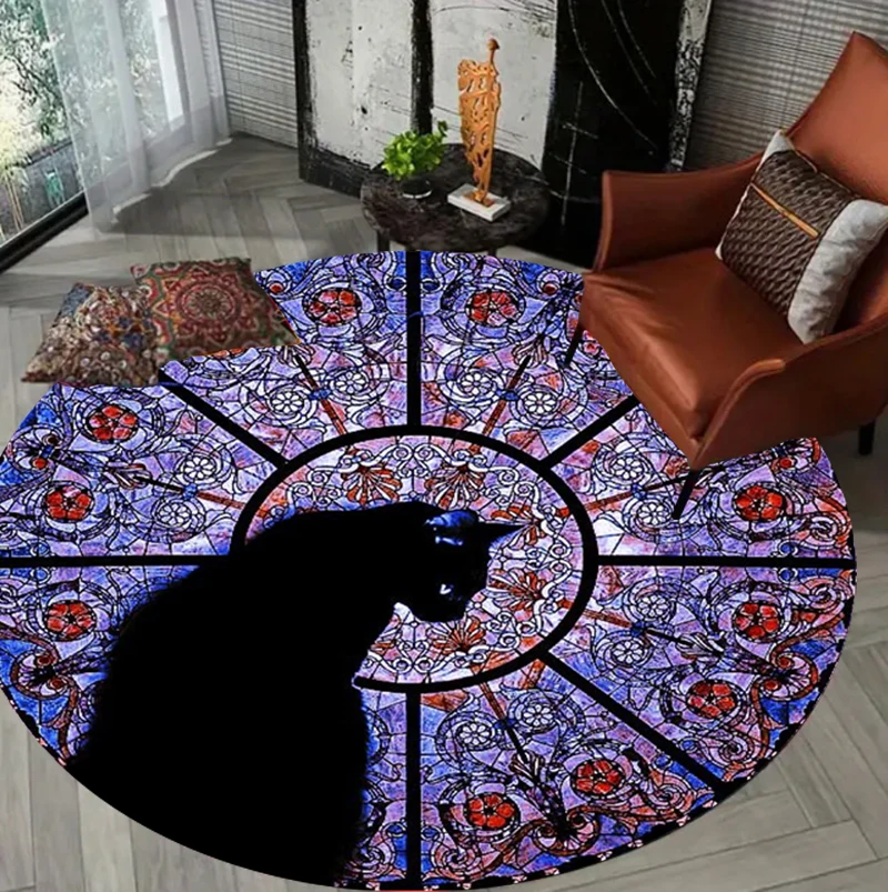 Stained Glass Round Carpet Cute Cat Pattern Vintage Luxury Home Decor Area Rug Soft Non-slip Floor Mat for Living Room Bedroom
Stained Glass Round Carpet Cute Cat Pattern Vintage Luxury Home Decor Area Rug Soft Non-slip Floor Mat for Living Room Bedroom
