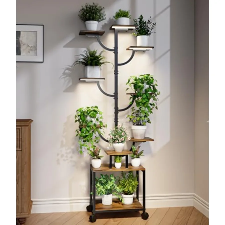 Plant Stand Indoor with Grow Lights - 9-Tier Plant Stand with Wheels Tall Metal and Wood Indoor Plant Shelf with Tree Design Ro
Plant Stand Indoor with Grow Lights - 9-Tier Plant Stand with Wheels Tall Metal and Wood Indoor Plant Shelf with Tree Design Ro