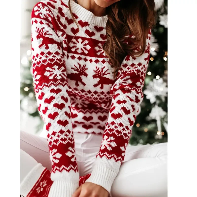 Spring Knitted Women Sweater Print O-neck Keep Warm Thicken Sweaters Female Spring Casual Trendy Christmas Ladies Clothes
Spring Knitted Women Sweater Print O-neck Keep Warm Thicken Sweaters Female Spring Casual Trendy Christmas Ladies Clothes