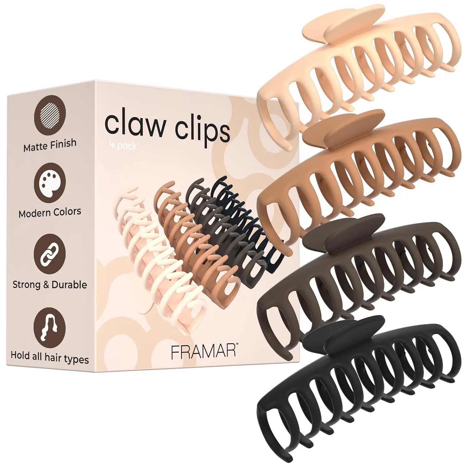 Extra Large Claw Clips for Thick Hair – Non Slip Matte Finish, 4 Colors, Lightweight, One Size
Extra Large Claw Clips for Thick Hair – Non Slip Matte Finish, 4 Colors, Lightweight, One Size
