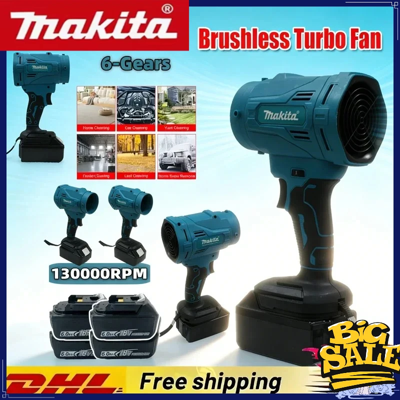 Высокоскоростная бесщеточная электрическая воздуходувка Makita, 6-скоростной турбовентилятор, 130000 об/мин, мощный беспроводной пылеудалитель, совместим с аккумулятором 18В
Высокоскоростная бесщеточная электрическая воздуходувка Makita, 6-скоростной турбовентилятор, 130000 об/мин, мощный беспроводной пылеудалитель, совместим с аккумулятором 18В