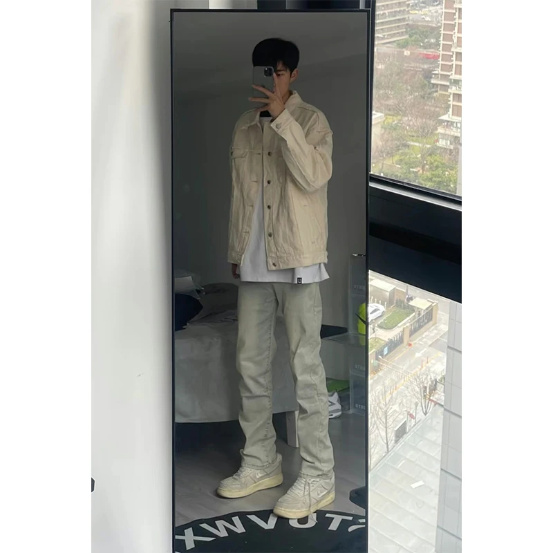 Khaki Denim Jaet Men's ort Sle Cleanfit Workwear Jaet Turn-down Collar Outdoor Casual Spring Autumn Seasonal Coat
Khaki Denim Jaet Men's ort Sle Cleanfit Workwear Jaet Turn-down Collar Outdoor Casual Spring Autumn Seasonal Coat