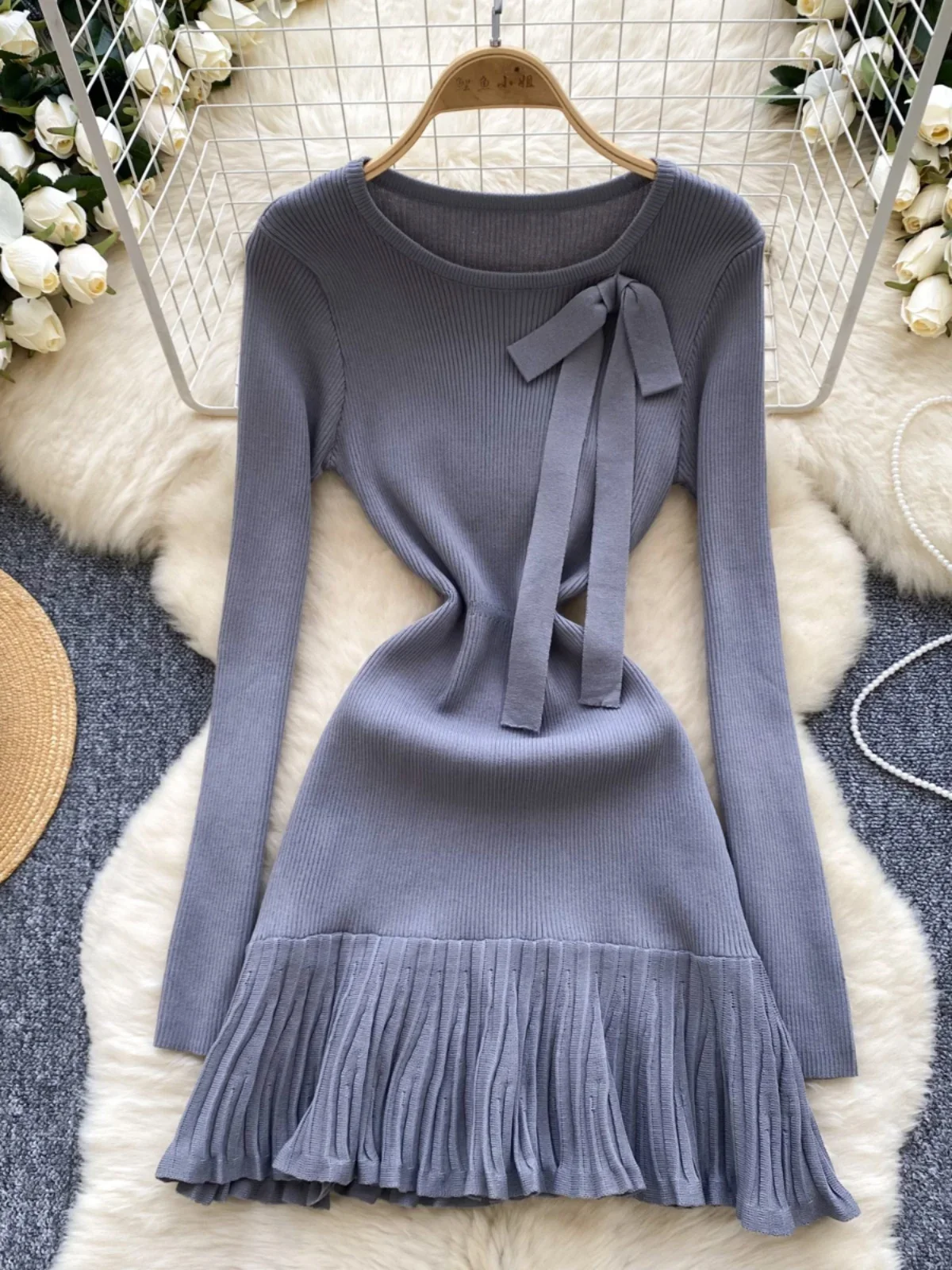Foamlina French Elastic Bottom Knitted Dress Women's Autumn Winter Bow Ruffle Edge Long Sleeve Sweater Dress Платье Из Свитера
Foamlina French Elastic Bottom Knitted Dress Women's Autumn Winter Bow Ruffle Edge Long Sleeve Sweater Dress Платье Из Свитера