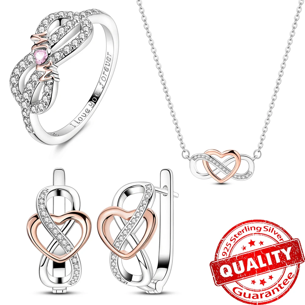 Romantic 925 Sterling Silver Eternal Love French Necklace Earrings Ring Set Light luxury Gift Party Matching Jewelry
Romantic 925 Sterling Silver Eternal Love French Necklace Earrings Ring Set Light luxury Gift Party Matching Jewelry