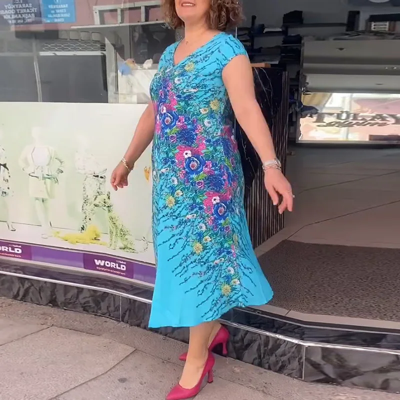 Ladies Casual V-Neck Loose Pullover Dress 2025 Women Short Sleeve Graphic Long Dress All Match V-Neck Female Office Dress Mujer
Ladies Casual V-Neck Loose Pullover Dress 2025 Women Short Sleeve Graphic Long Dress All Match V-Neck Female Office Dress Mujer