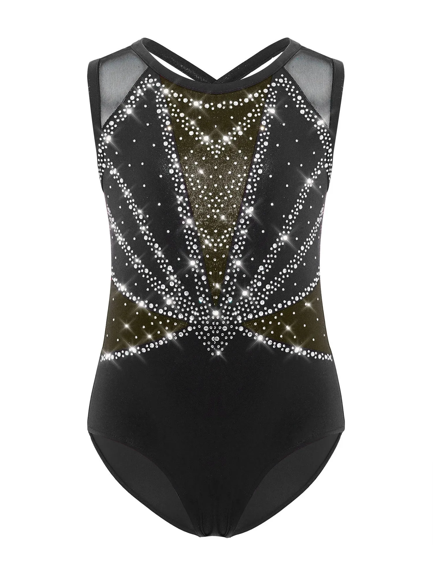Girls Jazz Dance Performance Costume Round Neck Sleeveless Crisscross Back Shiny Rhinestones Color Block Gymnastics Leotard
Girls Jazz Dance Performance Costume Round Neck Sleeveless Crisscross Back Shiny Rhinestones Color Block Gymnastics Leotard