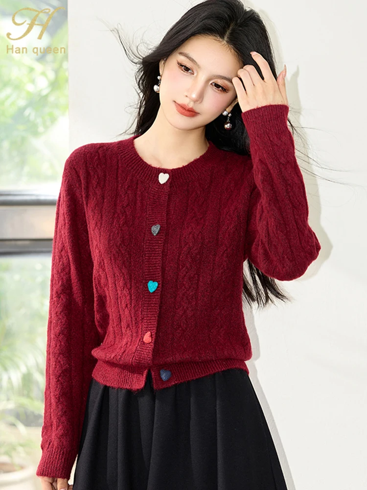 H Han Queen Autumn Winner Female Clothing Chic Basic Cardigans Sweater Fashion O-Neck Single Breasted Women Vintage Casual Tops
H Han Queen Autumn Winner Female Clothing Chic Basic Cardigans Sweater Fashion O-Neck Single Breasted Women Vintage Casual Tops