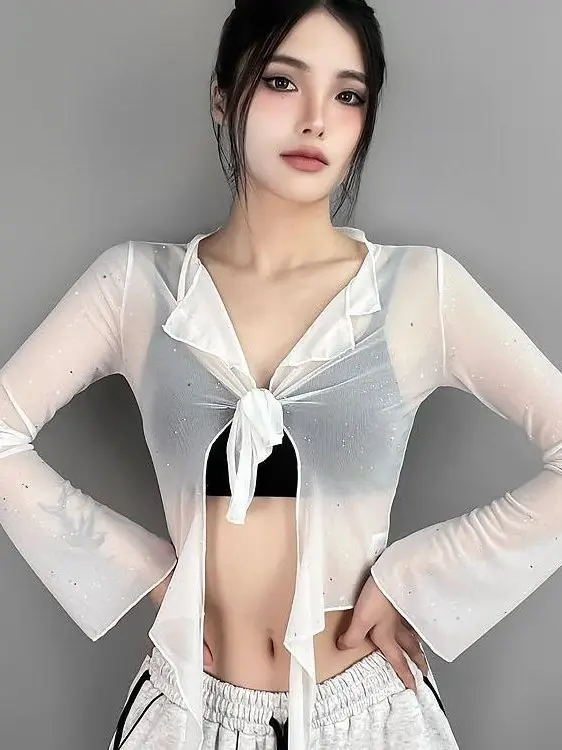 Street Dance Jazz Style Women's Long Sleeve V-Neck Open Cardigan Top with Mesh Lace Decoration Hiphop Sporty Slim Fit Dancing...
Street Dance Jazz Style Women's Long Sleeve V-Neck Open Cardigan Top with Mesh Lace Decoration Hiphop Sporty Slim Fit Dancing...