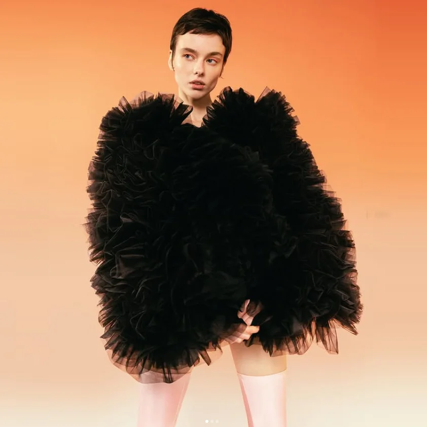 Fashion Female Women Tops Black Tiered Lush Layered Jacket Ruffle Tulle Blouse Women Jacket with Sleeves
Fashion Female Women Tops Black Tiered Lush Layered Jacket Ruffle Tulle Blouse Women Jacket with Sleeves