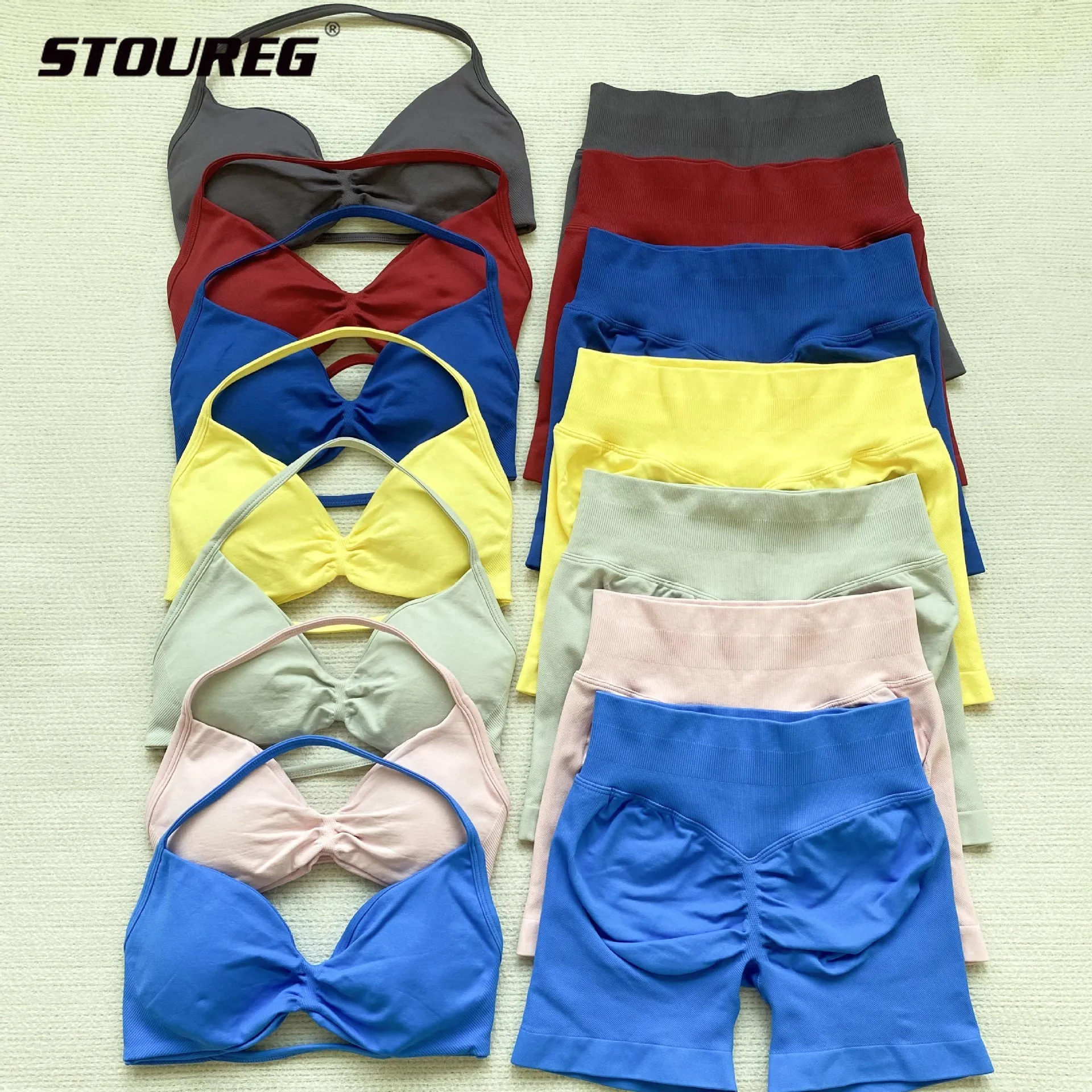 STOUREG 2 Pieces Yoga Sets Seamless Strappy Halter Sports Bras with Pads Hip Lift Gym Impact Shorts Elastic Workout Tigthts
STOUREG 2 Pieces Yoga Sets Seamless Strappy Halter Sports Bras with Pads Hip Lift Gym Impact Shorts Elastic Workout Tigthts