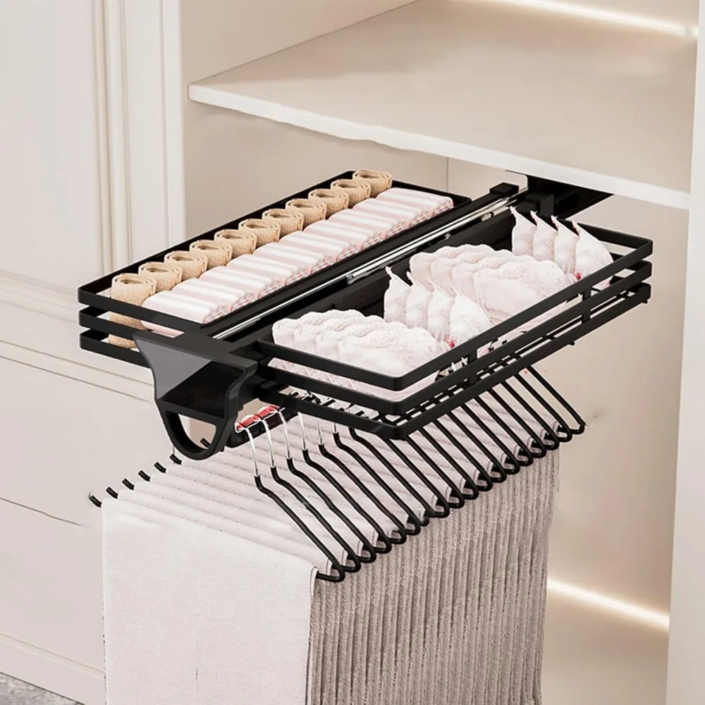 Closet Clothes Hanger Rail Basket, Retractable Wardrobe Pants Rack, Multifunctional Drawer Closet Clothes Pants Hangers
Closet Clothes Hanger Rail Basket, Retractable Wardrobe Pants Rack, Multifunctional Drawer Closet Clothes Pants Hangers