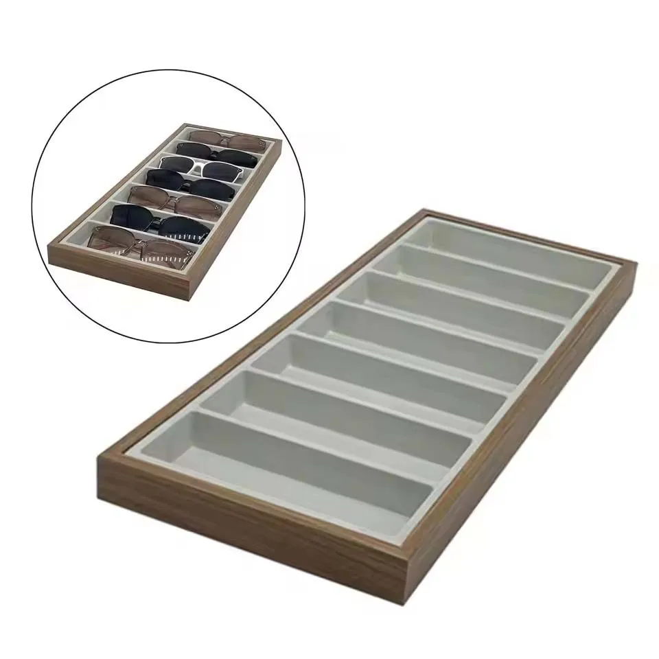 Wooden 7 Grid Glasses Display Tray Sunglasses Counter Display Tray Eyeglasses Storag Rack Jewelry Organizer Storage Case
Wooden 7 Grid Glasses Display Tray Sunglasses Counter Display Tray Eyeglasses Storag Rack Jewelry Organizer Storage Case