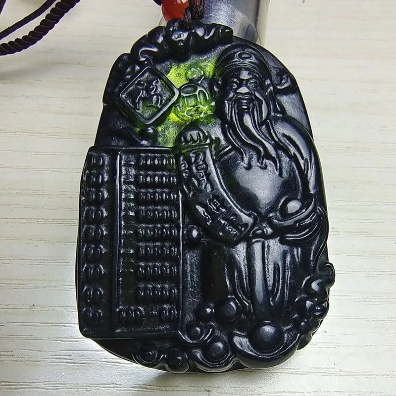 Natural Medicine King Stone God of Wealth Pendant, Ink Jade Necklace Pendant Fashion Versatile Ethnic Style Necklace
Natural Medicine King Stone God of Wealth Pendant, Ink Jade Necklace Pendant Fashion Versatile Ethnic Style Necklace