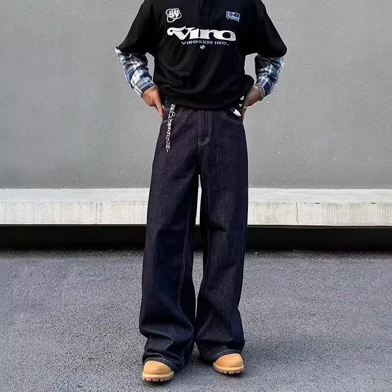 Deep Blue High Waist Loose Fit Straight Leg Jeans Men's Autumn Faion Casual Comfortable Cotton Polyester Blend Trousers
Deep Blue High Waist Loose Fit Straight Leg Jeans Men's Autumn Faion Casual Comfortable Cotton Polyester Blend Trousers