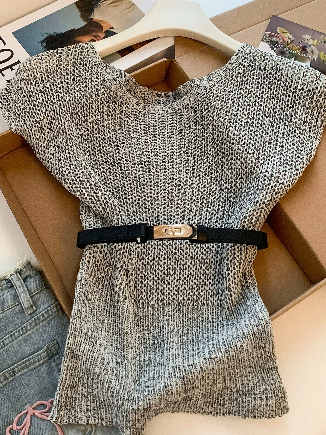 Elegant Hollow out Knitwear Women's Slim Fit Top with Fly Sleeve Design Summer Fashionable Casual Wear Soft Polyester Fabric
Elegant Hollow out Knitwear Women's Slim Fit Top with Fly Sleeve Design Summer Fashionable Casual Wear Soft Polyester Fabric