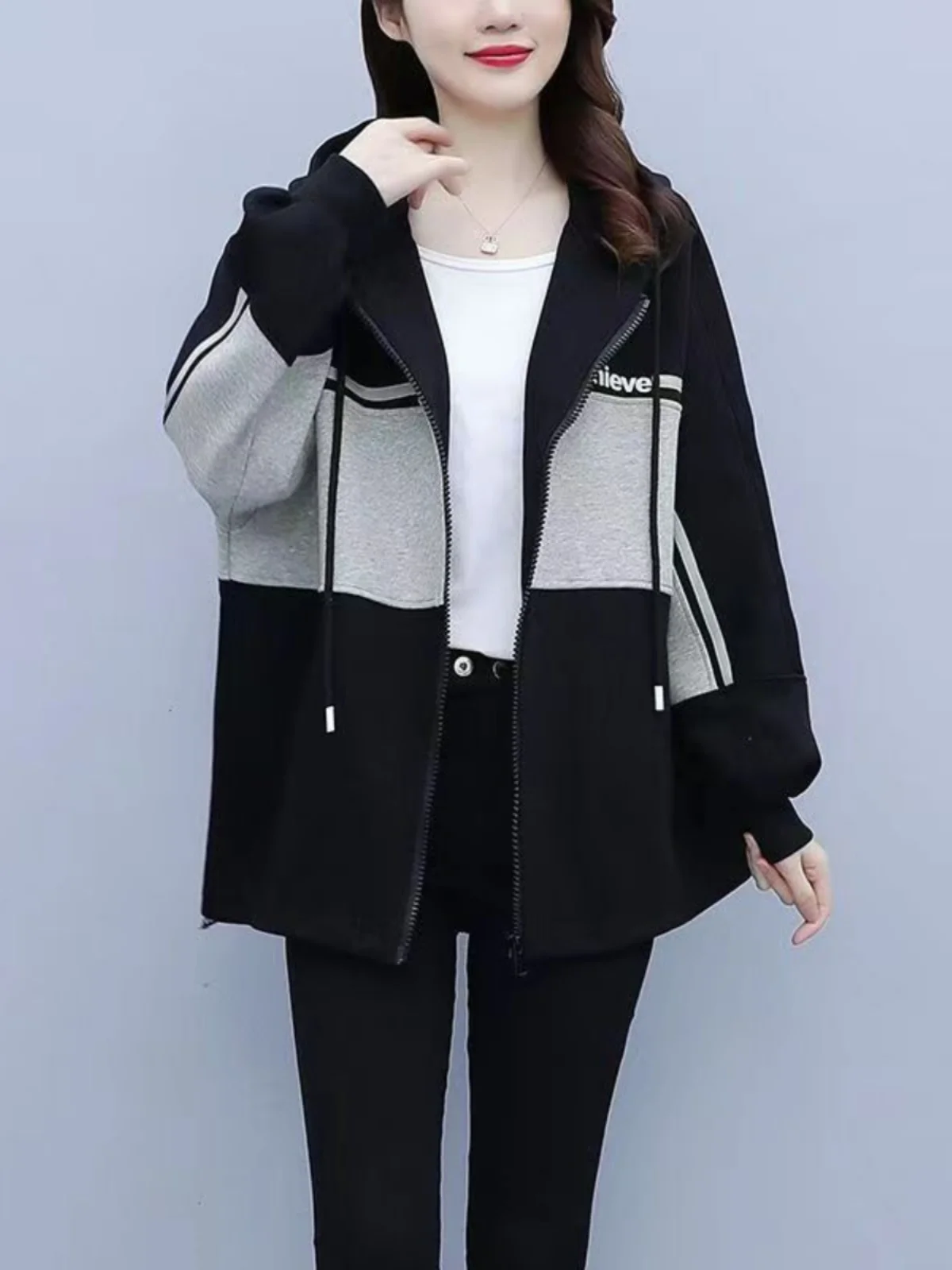Thickened Fleece Baseball Jacket Women's Fashion Loose Sweatshirt Autumn Winter Stylish Top Large Size PPMM Cotton Blend Coat
Thickened Fleece Baseball Jacket Women's Fashion Loose Sweatshirt Autumn Winter Stylish Top Large Size PPMM Cotton Blend Coat