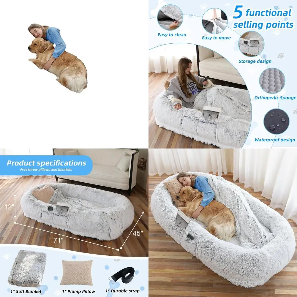 Большая ортопедическая лежанка для собак 71x45x12 см с моющимся искусственным мехом, подушкой и пледом для вас и вашего питомца, серая
Большая ортопедическая лежанка для собак 71x45x12 см с моющимся искусственным мехом, подушкой и пледом для вас и вашего питомца, серая