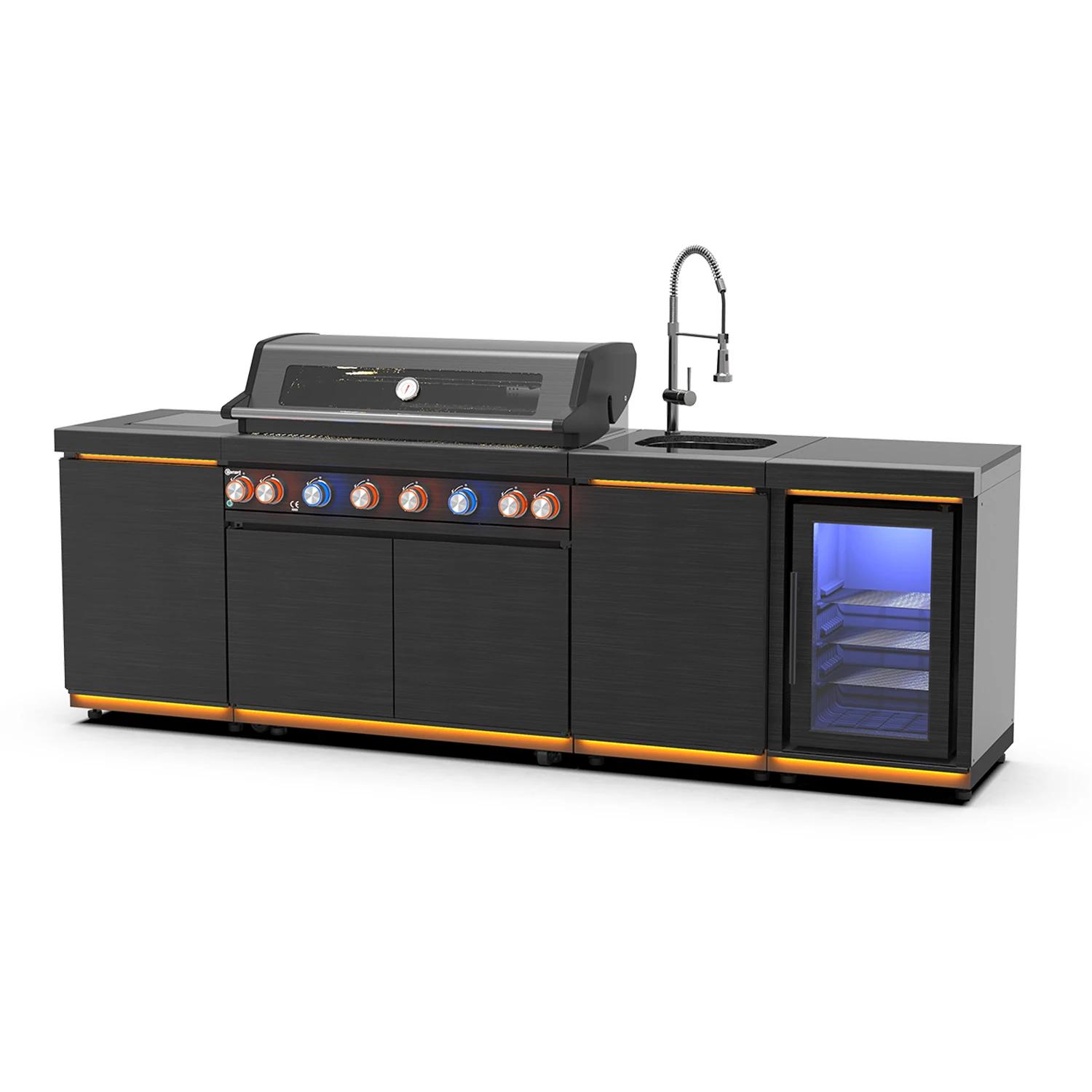 BBQ Furniture Black Modular Outdoor Kitchen Stainless Steel with Pizza Oven Outdoor Kitchen with Refrigerator Garden Party
BBQ Furniture Black Modular Outdoor Kitchen Stainless Steel with Pizza Oven Outdoor Kitchen with Refrigerator Garden Party