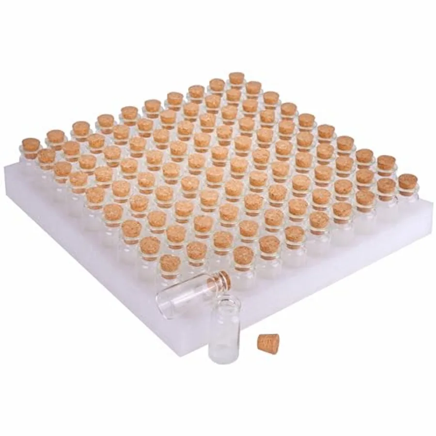 10ml small glass bottles with cork stoppers, pack of 100 clear glass, natural cork, leak-resistant for DIY art crafts, wishing
10ml small glass bottles with cork stoppers, pack of 100 clear glass, natural cork, leak-resistant for DIY art crafts, wishing