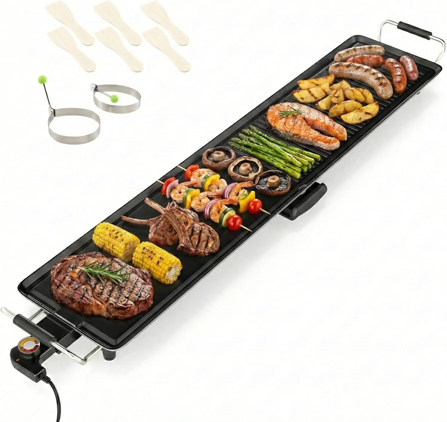 Extra Large Teppanyaki Grill, 39.5” Electric Griddle Pan, Indoor Outdoor Nonstick BBQ Grill with Adj able Temperature
Extra Large Teppanyaki Grill, 39.5” Electric Griddle Pan, Indoor Outdoor Nonstick BBQ Grill with Adj able Temperature