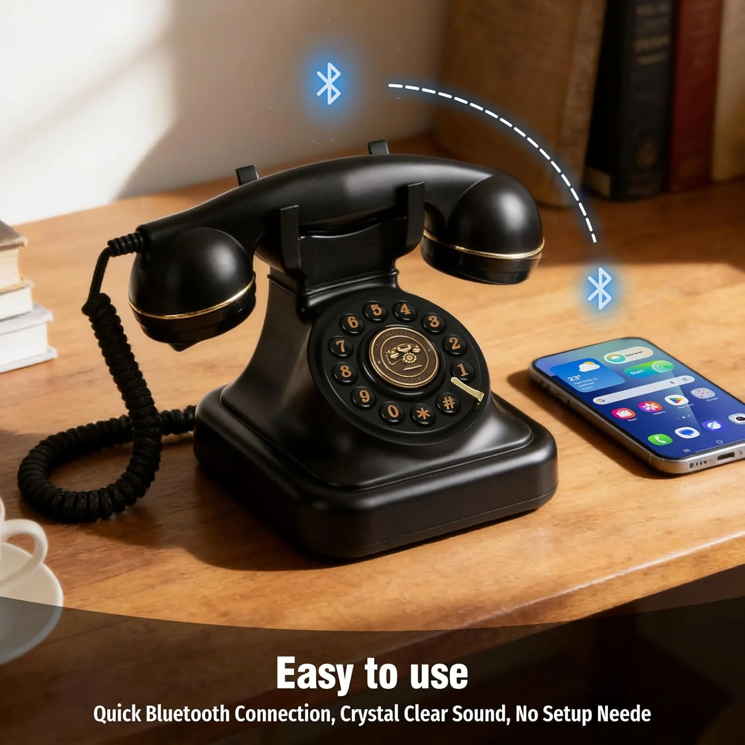 Retro Blue Bluetooth Landline Phone, Mid-Century Style Desk Telephone with Classic Handset, Loud Vintage Ringtones
Retro Blue Bluetooth Landline Phone, Mid-Century Style Desk Telephone with Classic Handset, Loud Vintage Ringtones
