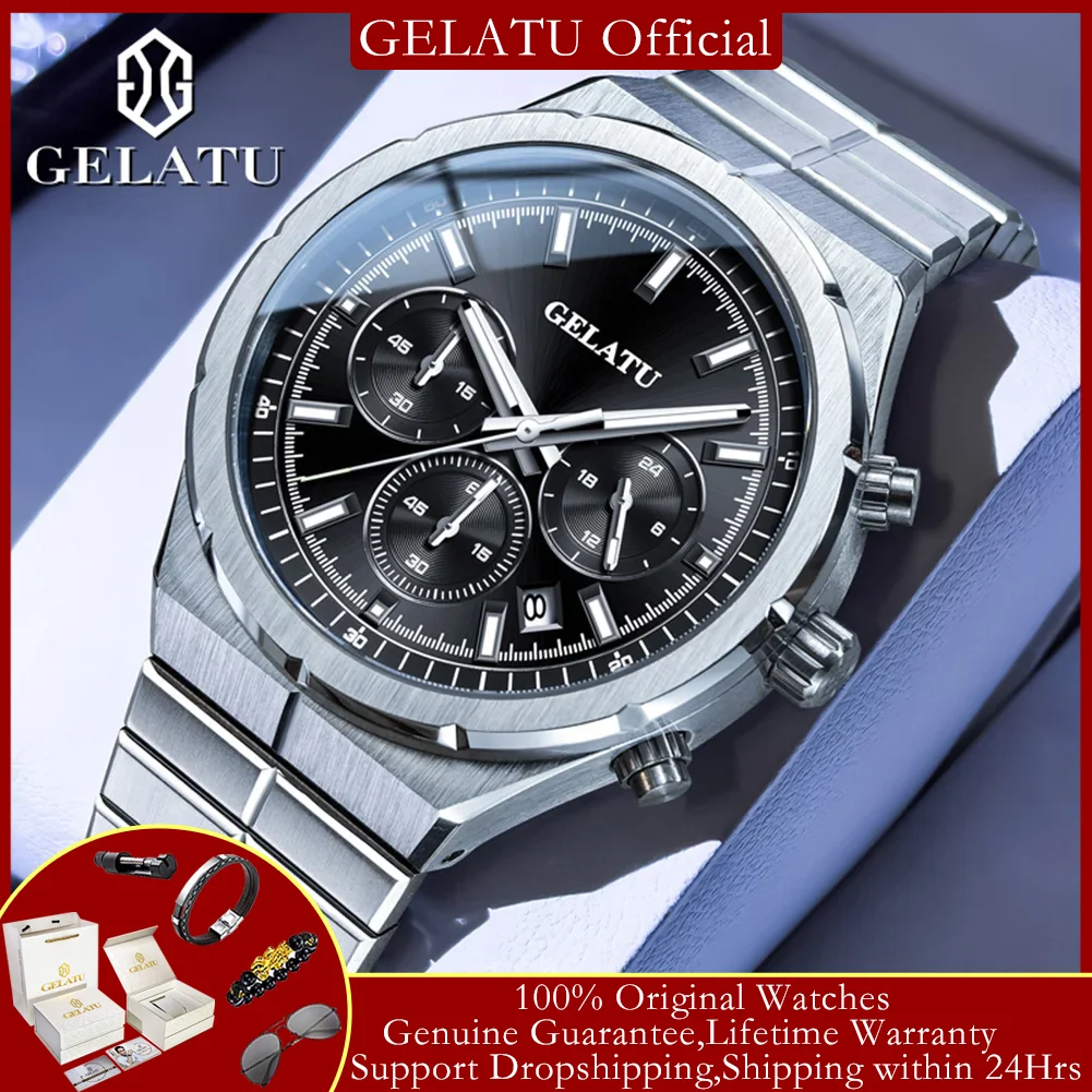GELATU 8001 мужские часы твердый стальной ремешок календарь хронограф водостойкие светящиеся высококачественные многофункциональные кварцевые мужские часы
GELATU 8001 мужские часы твердый стальной ремешок календарь хронограф водостойкие светящиеся высококачественные многофункциональные кварцевые мужские часы