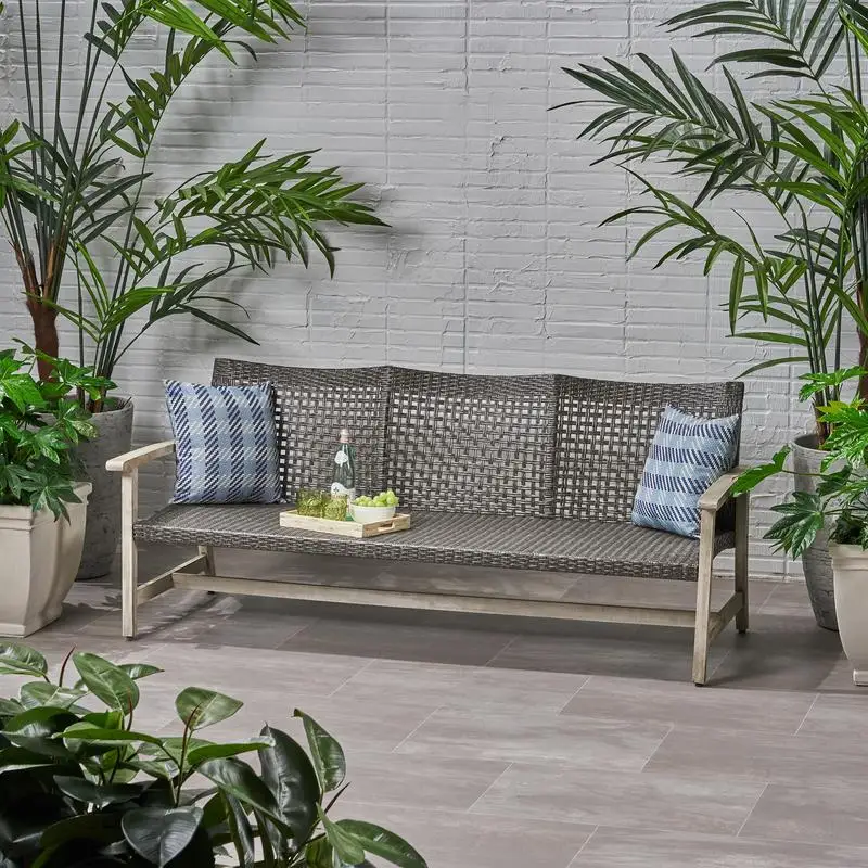 Outdoor Acacia Wood Wicker 3-Seat Sofa, Patio Furniture Conversation Set for Garden or Backyard Use
Outdoor Acacia Wood Wicker 3-Seat Sofa, Patio Furniture Conversation Set for Garden or Backyard Use