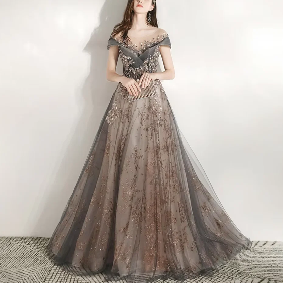 High Quality Customized V-neck Off Shoulder Floor Length Tulle Beaded A-line Woman Robe Pour Mariage Invité Luxury Evening Dress
High Quality Customized V-neck Off Shoulder Floor Length Tulle Beaded A-line Woman Robe Pour Mariage Invité Luxury Evening Dress