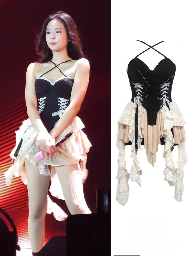 Jennie Lace Halter Neck Strapless Dress Concert Performance Short Skirt Women's Ethnic Costume Stage Costume
Jennie Lace Halter Neck Strapless Dress Concert Performance Short Skirt Women's Ethnic Costume Stage Costume