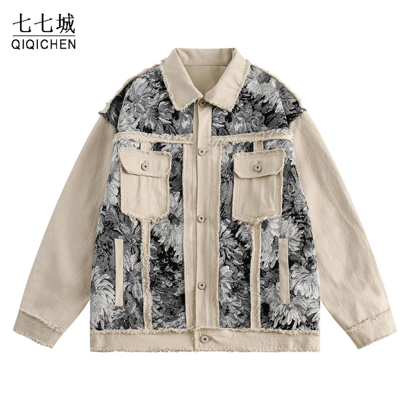 Autumn Varsity Jacket Men Cotton Floral Print Patchwork Turndown Collar Jackets Japanese Harajuku Loose Coat Unisex Streetwear
Autumn Varsity Jacket Men Cotton Floral Print Patchwork Turndown Collar Jackets Japanese Harajuku Loose Coat Unisex Streetwear