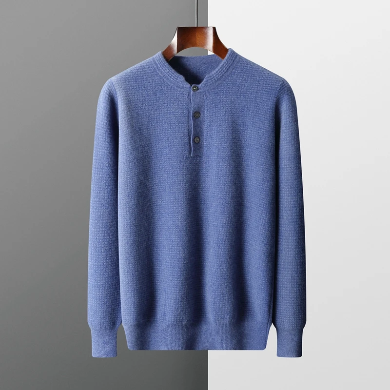 Winter Warm Thickened Cashmere Sweater for Men Smart Casual Half Button Placket Pure Wool Pullover Knitted Round Neck Sweater
Winter Warm Thickened Cashmere Sweater for Men Smart Casual Half Button Placket Pure Wool Pullover Knitted Round Neck Sweater