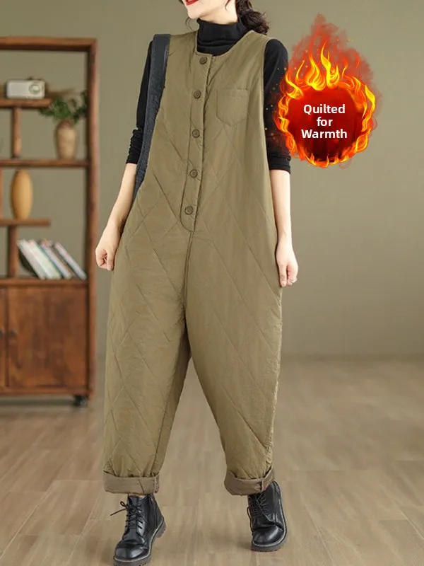 Warm Cotton Diamond Grid One-Piece Pants Casual Harlan Pants for plus Size Women Anti-Aging Slimming Autumn Winter New Arrival
Warm Cotton Diamond Grid One-Piece Pants Casual Harlan Pants for plus Size Women Anti-Aging Slimming Autumn Winter New Arrival