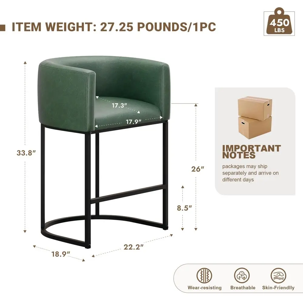 H Counter Height Bar Stools Set of 4, Modern Barrel Counter Stools with Backrest and Arms, Faux Leather holstered Accent Bars
H Counter Height Bar Stools Set of 4, Modern Barrel Counter Stools with Backrest and Arms, Faux Leather holstered Accent Bars